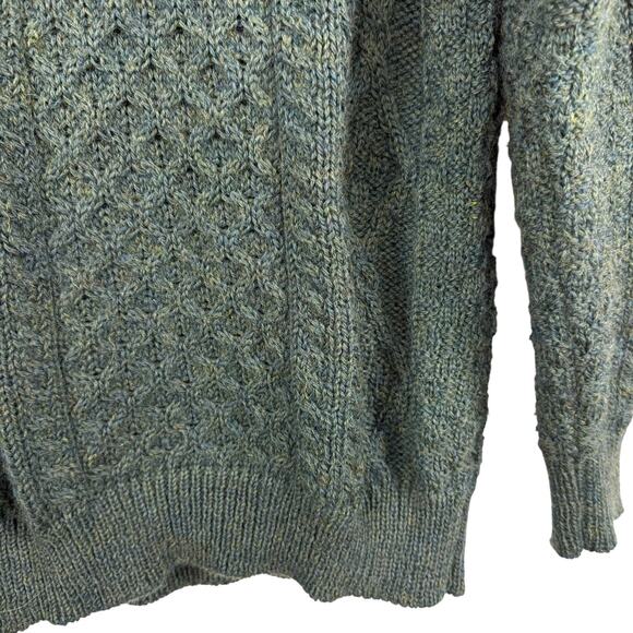 Aran Sweater Market Fisherman Dark Green Cable Knit Ireland Made Sweater sz M - Picture 7 of 16